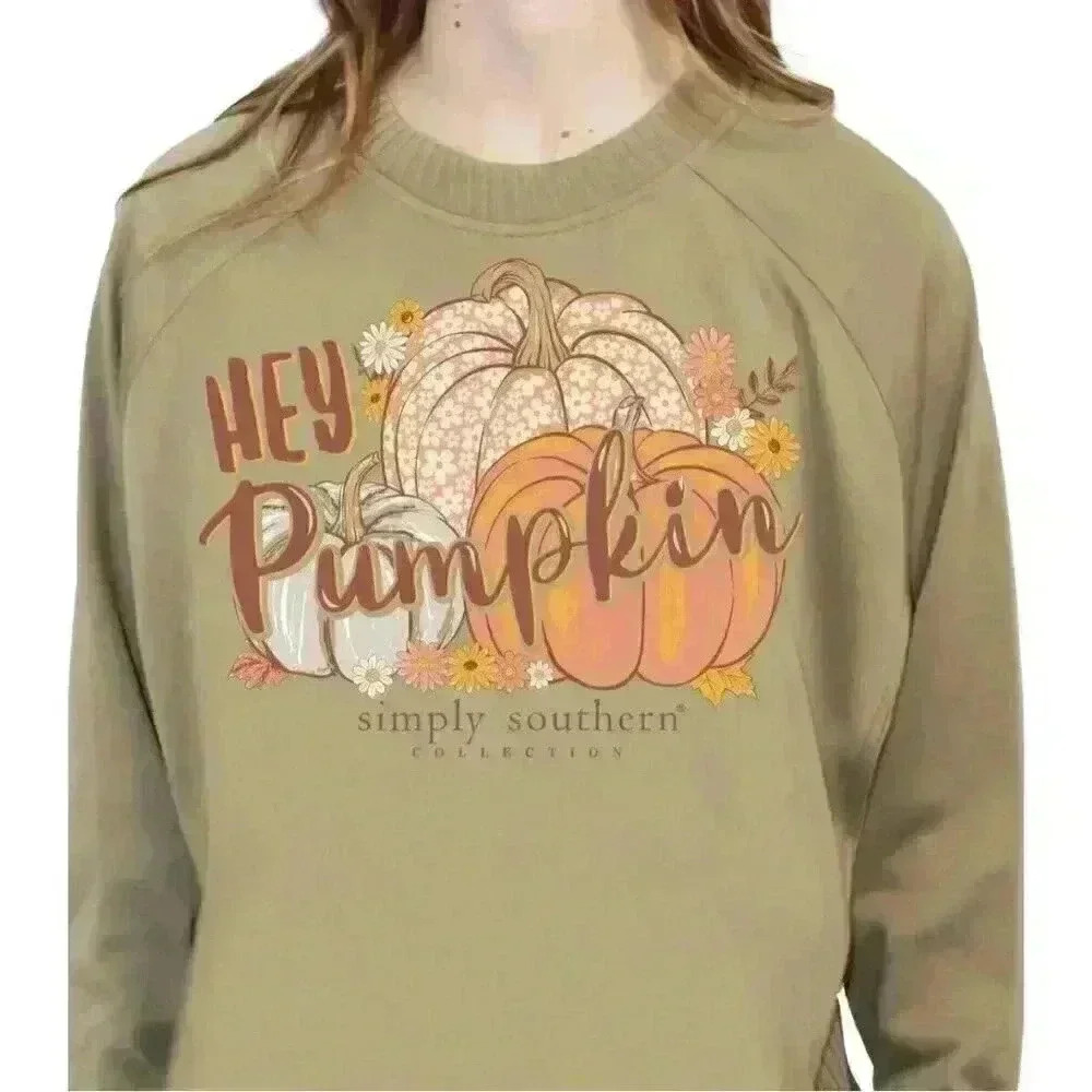 SIMPLY SOUTHERN, CREW NECK SWEATSHIRT - HEY PUMPKIN
